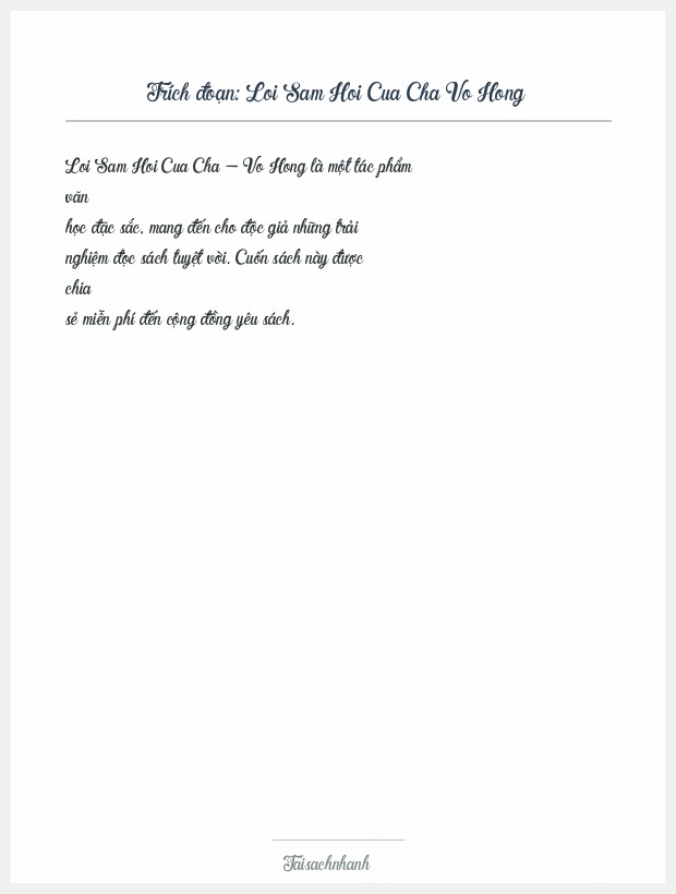 Trích đoạn Loi Sam Hoi Cua Cha Vo Hong