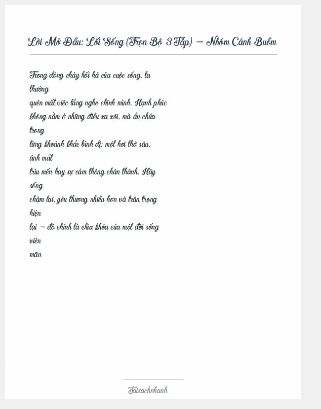 Trích đoạn Lối Sống (Trọn Bộ 3 Tập) - Nhóm Cánh Buồm