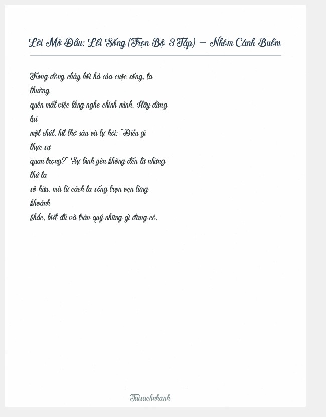 Trích đoạn Lối Sống (Trọn Bộ 3 Tập) - Nhóm Cánh Buồm