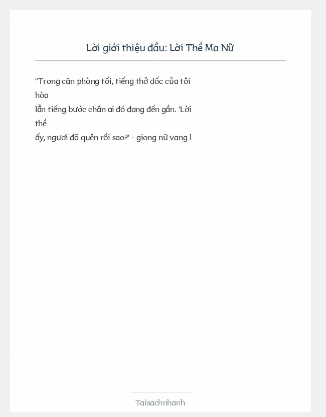 Trích đoạn Lời Thề Ma Nữ
