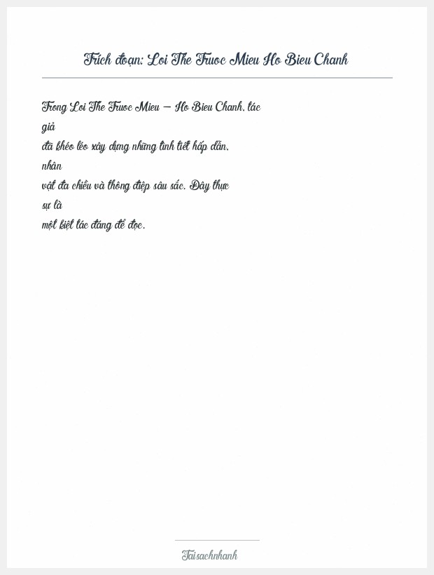 Trích đoạn Loi The Truoc Mieu Ho Bieu Chanh