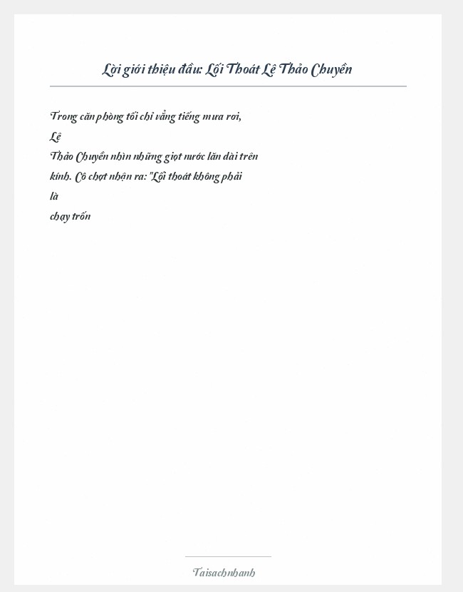 Trích đoạn Lối Thoát Lê Thảo Chuyền