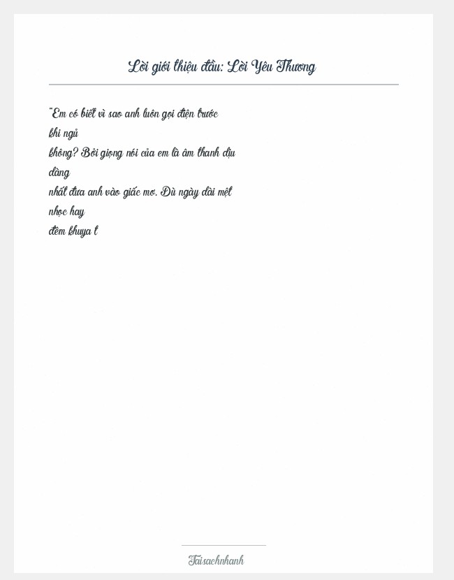 Trích đoạn Lời Yêu Thương