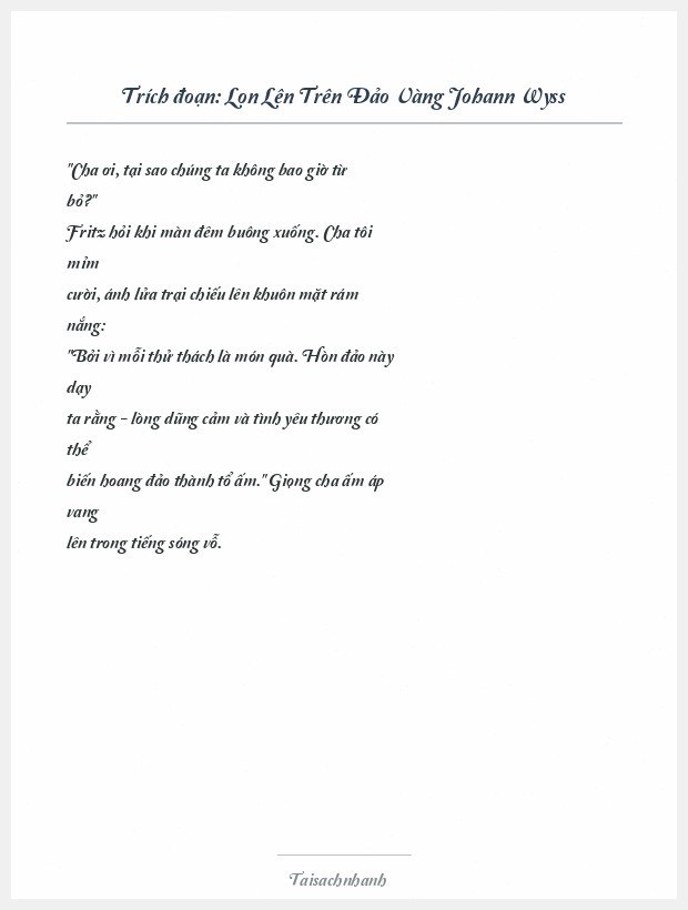 Trích đoạn Lon Lên Trên Đảo Vàng Johann Wyss