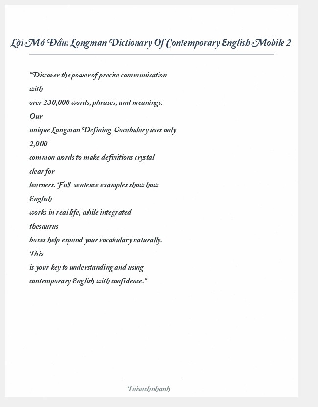 Trích đoạn Longman Dictionary Of Contemporary English Mobile 2