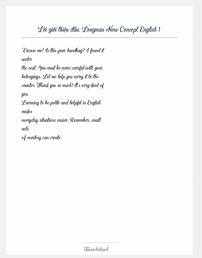 Trích đoạn Longman New Concept English 1