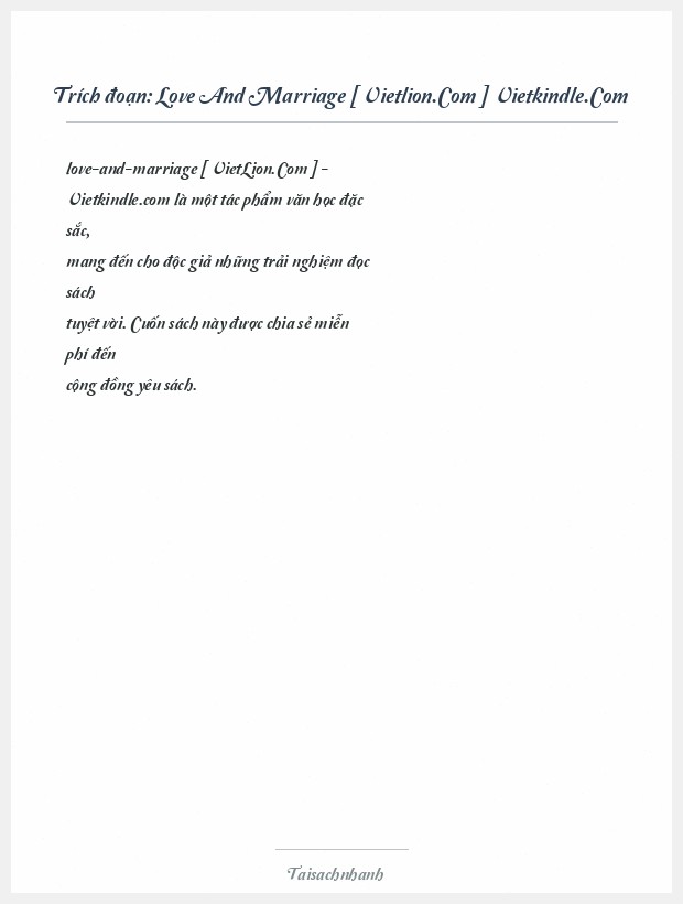 Trích đoạn Love And Marriage [ Vietlion.Com ] Vietkindle.Com