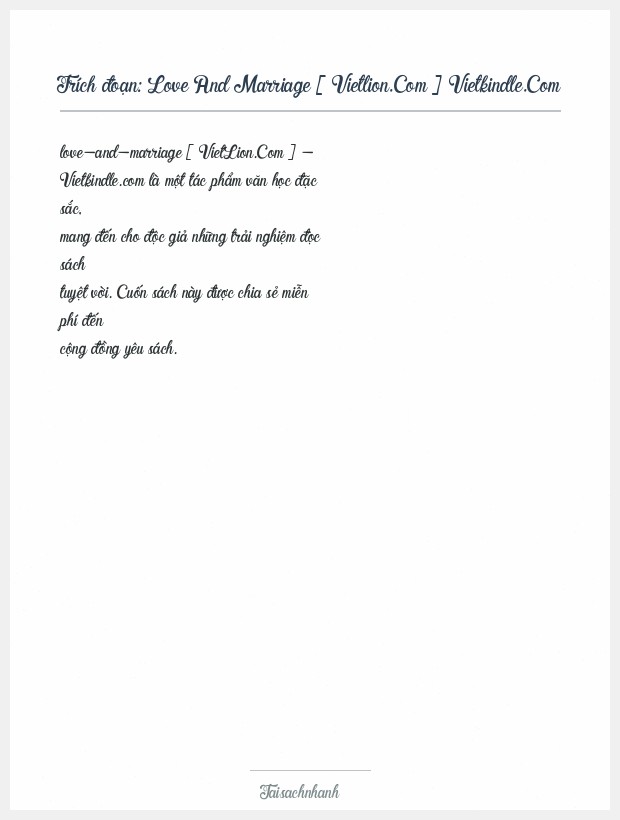 Trích đoạn Love And Marriage [ Vietlion.Com ] Vietkindle.Com
