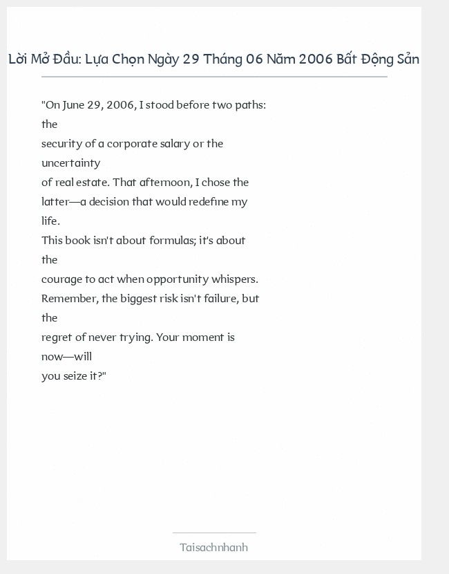 Trích đoạn Lựa Chọn Ngày 29 Tháng 06 Năm 2006 Bất Động Sản