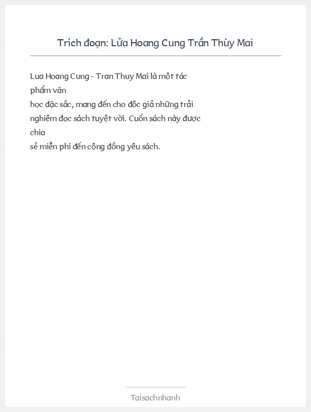 Trích đoạn Lửa Hoang Cung Trần Thùy Mai