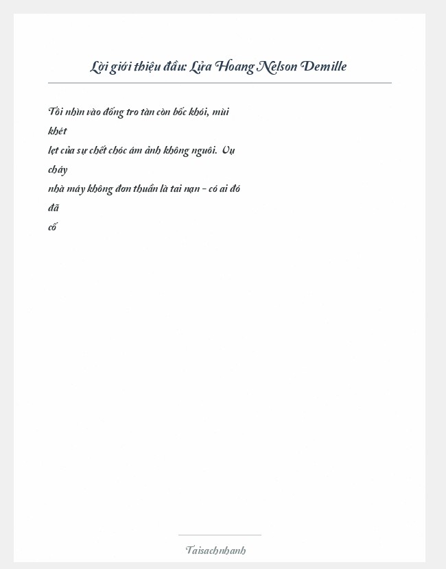 Trích đoạn Lửa Hoang Nelson Demille
