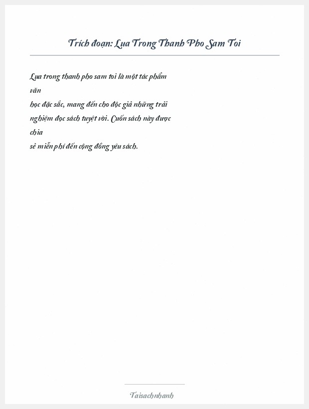 Trích đoạn Lua Trong Thanh Pho Sam Toi