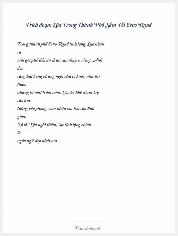 Trích đoạn Lũa Trong Thành Phố Sầm Tối Eeno Raud