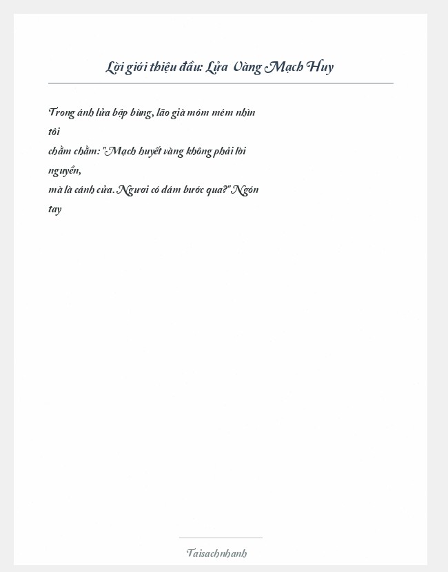 Trích đoạn Lửa Vàng Mạch Huy