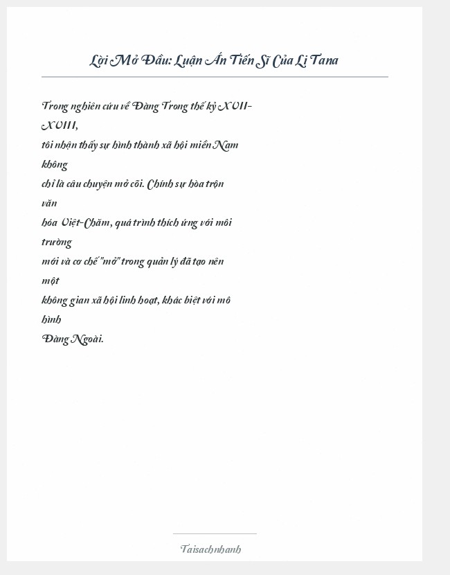 Trích đoạn Luận Án Tiến Sĩ Của Li Tana