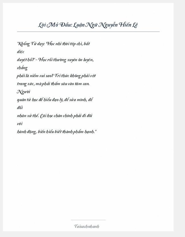 Trích đoạn Luận Ngữ Nguyễn Hiến Lê