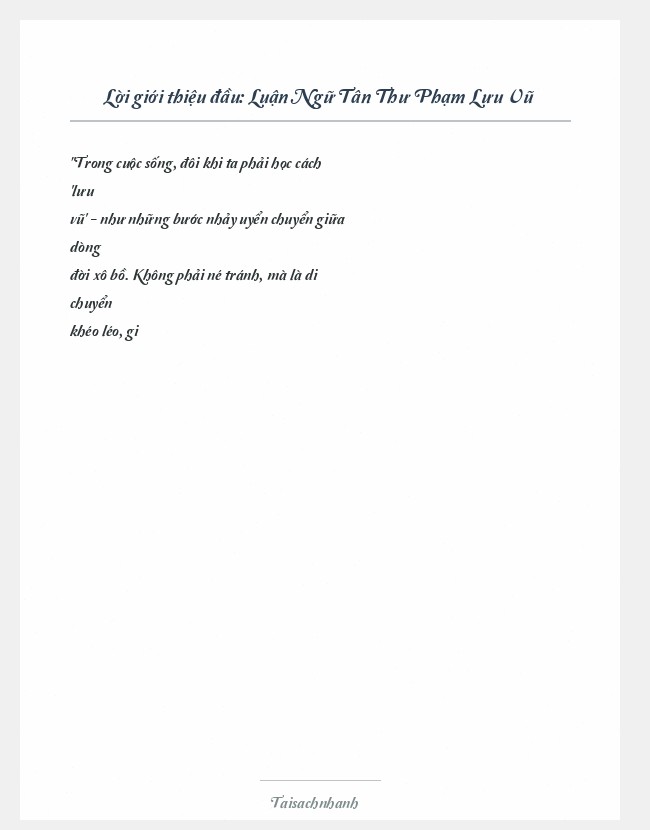 Trích đoạn Luận Ngữ Tân Thư Phạm Lưu Vũ