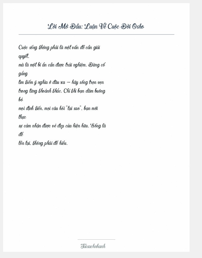 Trích đoạn Luận Về Cuộc Đời Osho