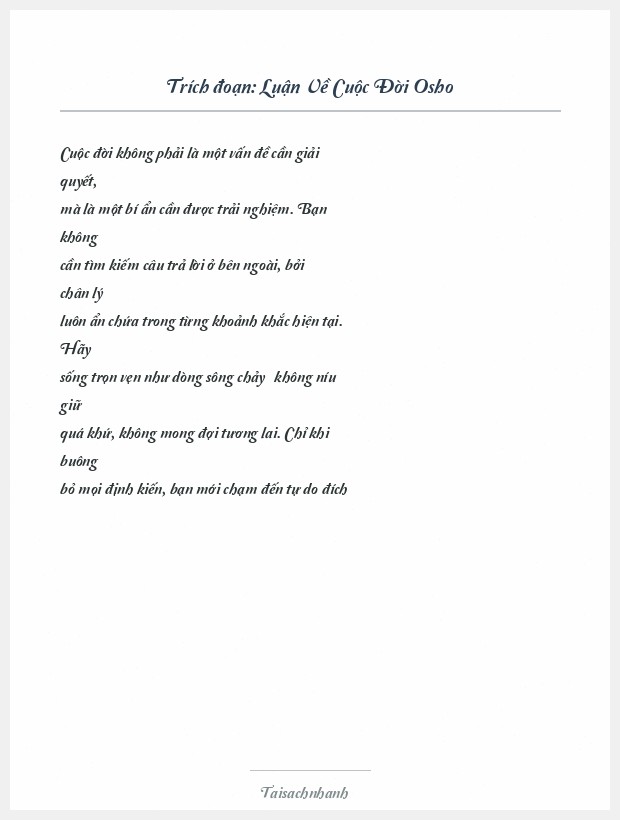 Trích đoạn Luận Về Cuộc Đời Osho