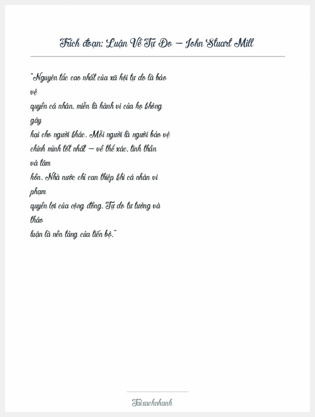 Trích đoạn Luận Về Tự Do - John Stuart Mill
