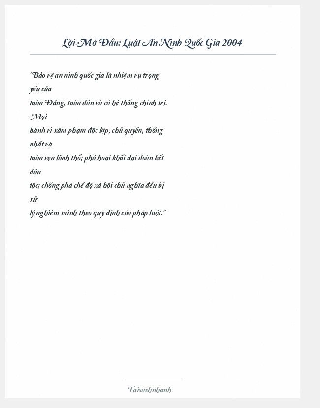 Trích đoạn Luật An Ninh Quốc Gia 2004