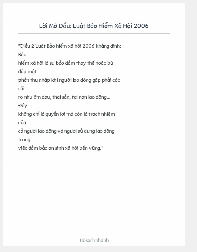 Trích đoạn Luật Bảo Hiểm Xã Hội 2006