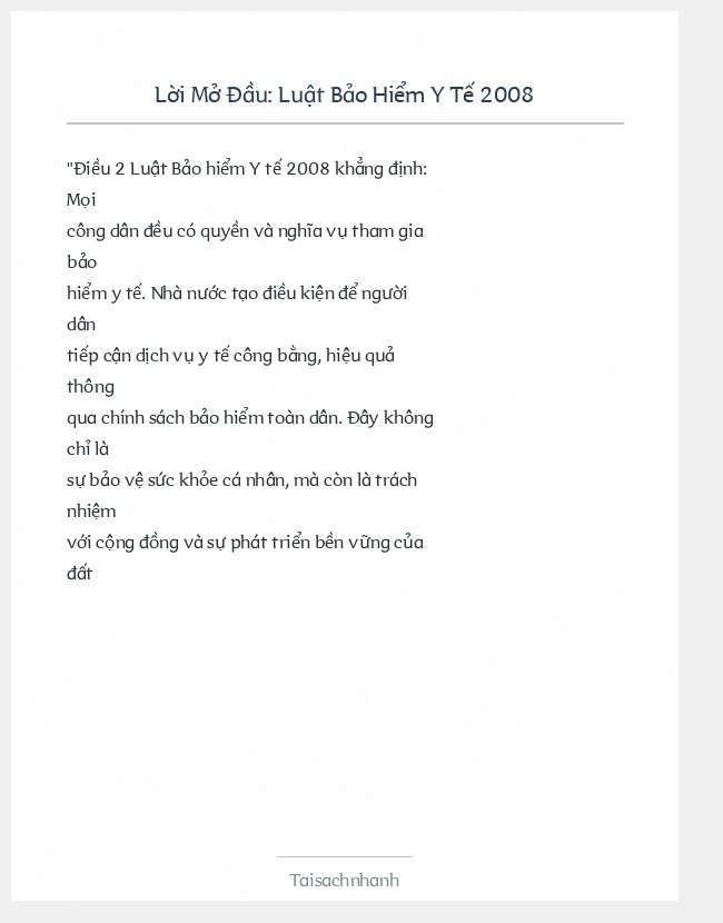 Trích đoạn Luật Bảo Hiểm Y Tế 2008