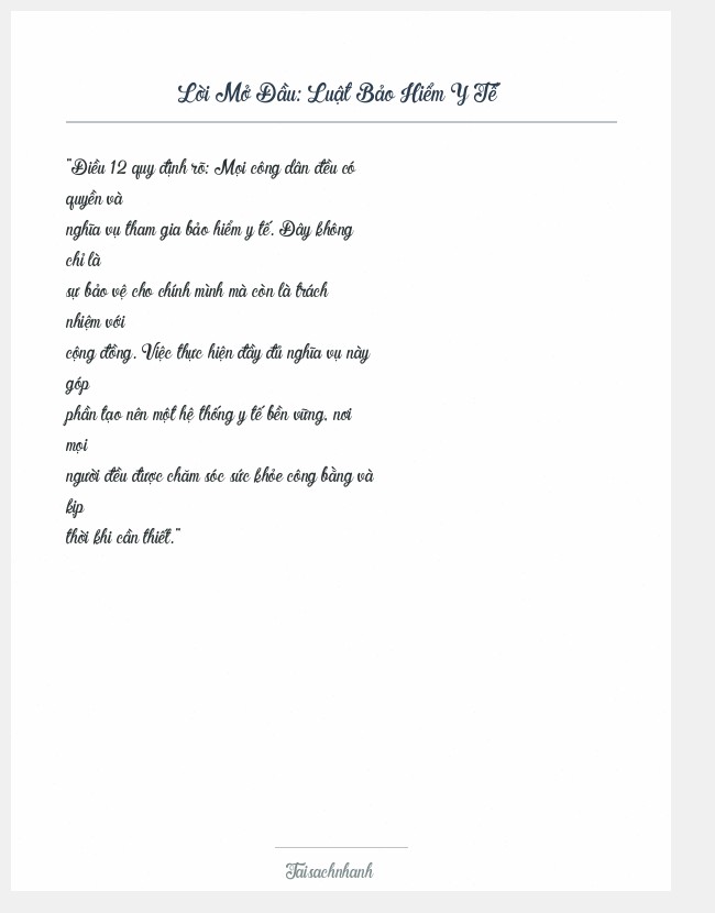 Trích đoạn Luật Bảo Hiểm Y Tế