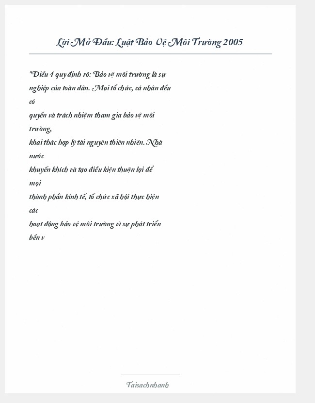 Trích đoạn Luật Bảo Vệ Môi Trường 2005