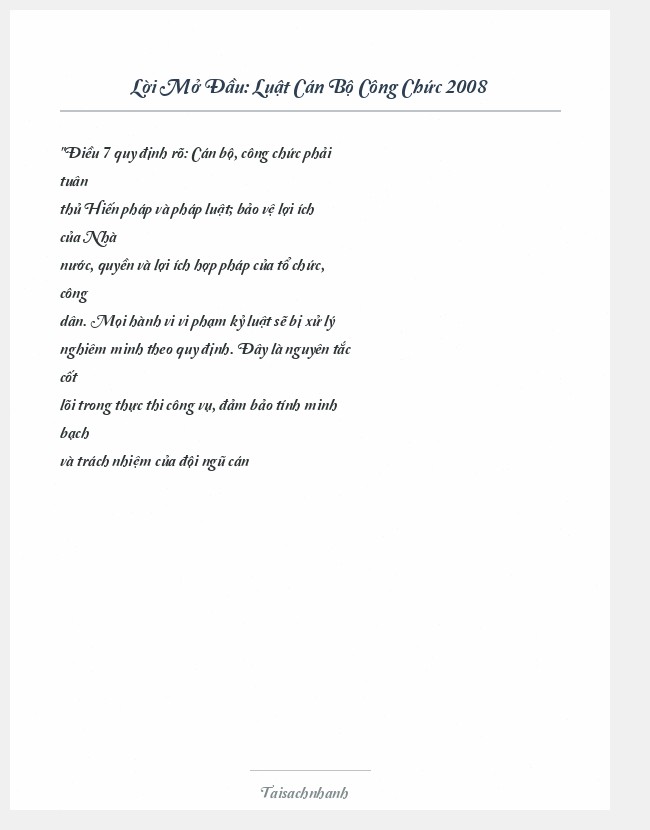 Trích đoạn Luật Cán Bộ Công Chức 2008