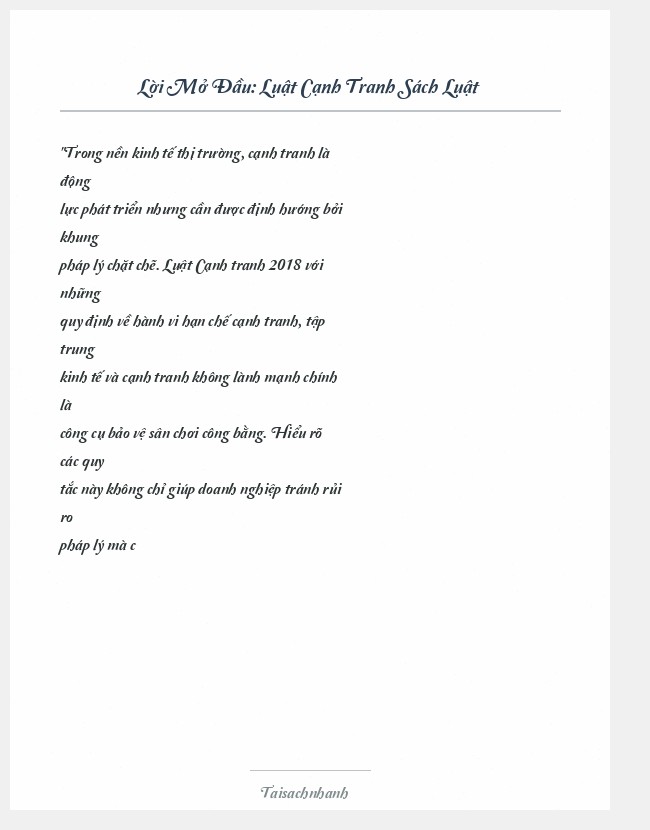 Trích đoạn Luật Cạnh Tranh Sách Luật