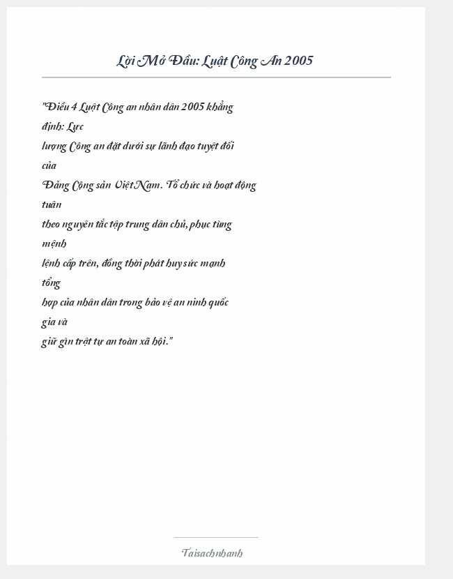 Trích đoạn Luật Công An 2005