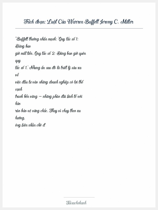 Trích đoạn Luật Của Warren Buffett Jeremy C. Miller