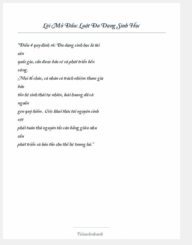 Trích đoạn Luật Đa Dạng Sinh Học
