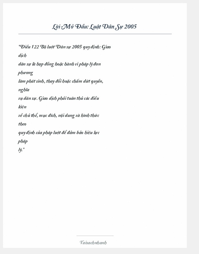 Trích đoạn Luật Dân Sự 2005