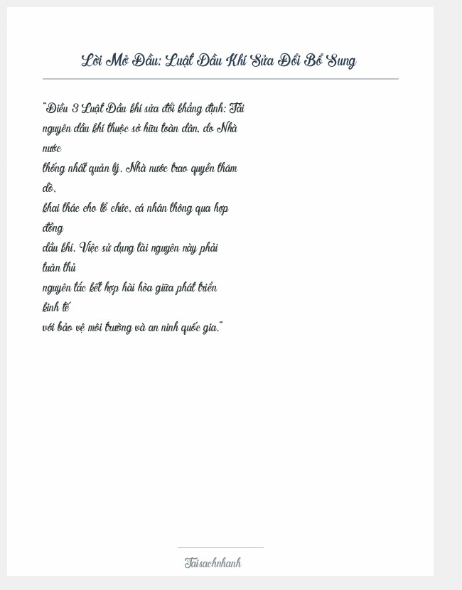 Trích đoạn Luật Dầu Khí Sửa Đổi Bổ Sung