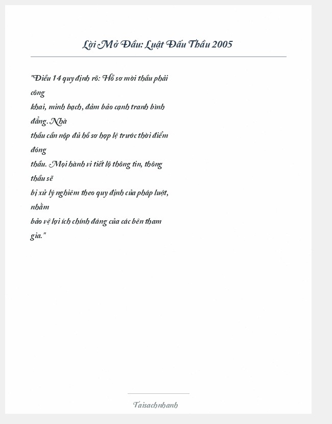 Trích đoạn Luật Đấu Thầu 2005