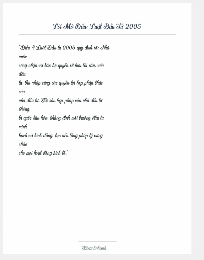 Trích đoạn Luật Đầu Tư 2005