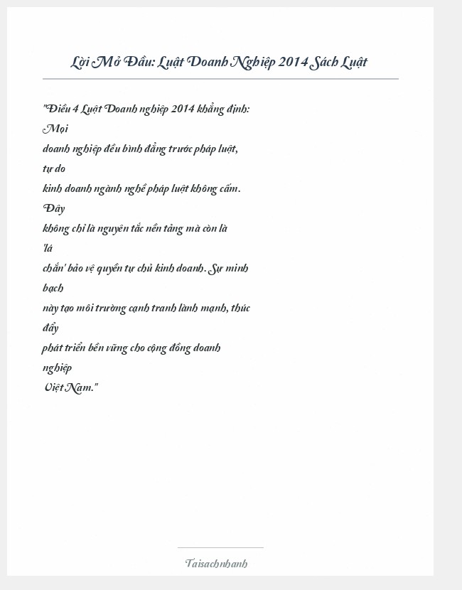 Trích đoạn Luật Doanh Nghiệp 2014 Sách Luật