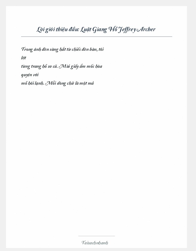 Trích đoạn Luật Giang Hồ Jeffrey Archer