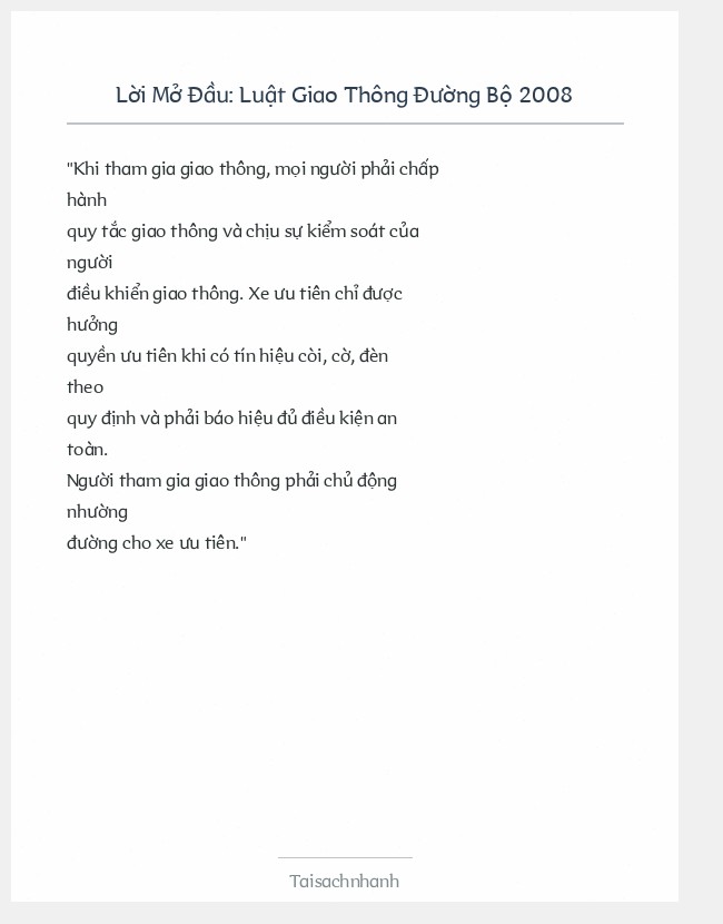 Trích đoạn Luật Giao Thông Đường Bộ 2008