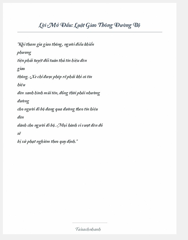 Trích đoạn Luật Giao Thông Đường Bộ