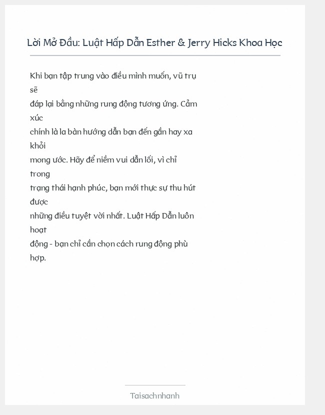 Trích đoạn Luật Hấp Dẫn Esther & Jerry Hicks Khoa Học