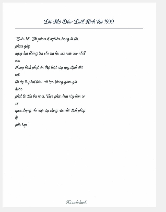 Trích đoạn Luật Hình Sự 1999