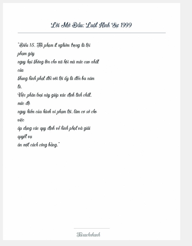Trích đoạn Luật Hình Sự 1999