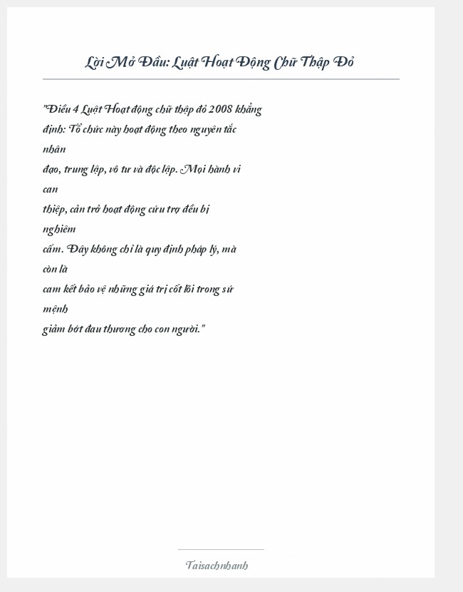 Trích đoạn Luật Hoạt Động Chữ Thập Đỏ