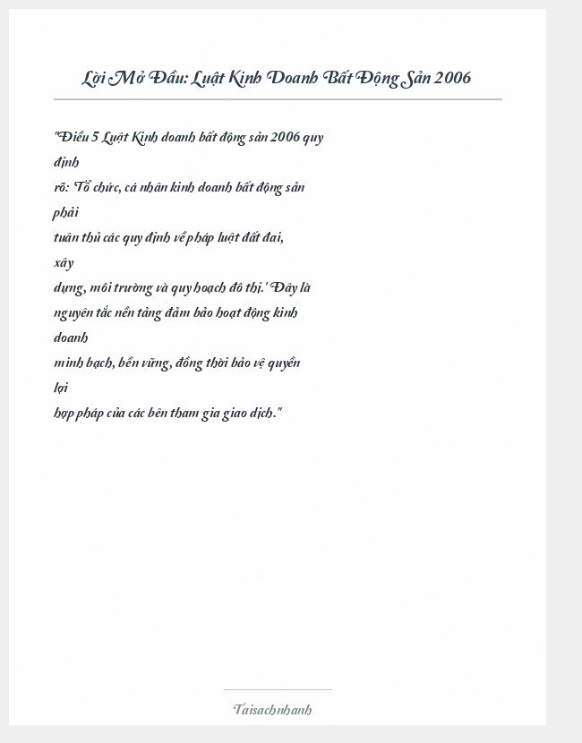 Trích đoạn Luật Kinh Doanh Bất Động Sản 2006