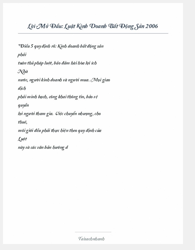 Trích đoạn Luật Kinh Doanh Bất Động Sản 2006