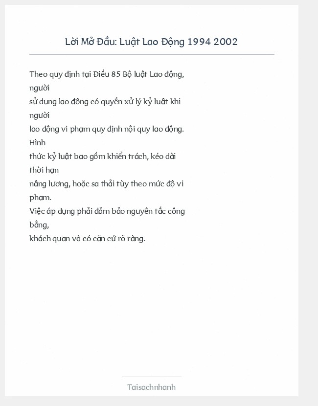 Trích đoạn Luật Lao Động 1994 2002