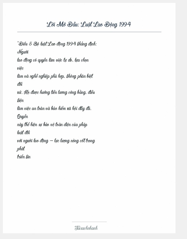 Trích đoạn Luật Lao Động 1994